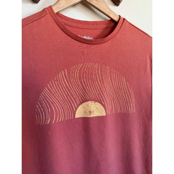 Goodfellow Shirt Mens Medium Orange Sun Graphic Beach Surf Skate Casual School - Picture 2 of 7